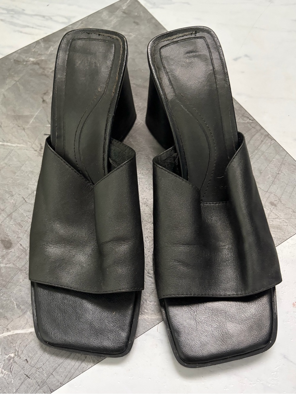 Zara Black Heeled Mules